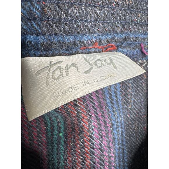 1980s Tan Jay Plaid Wool Midi Skirt Made in USA Preppy Large - Picture 11 of 11